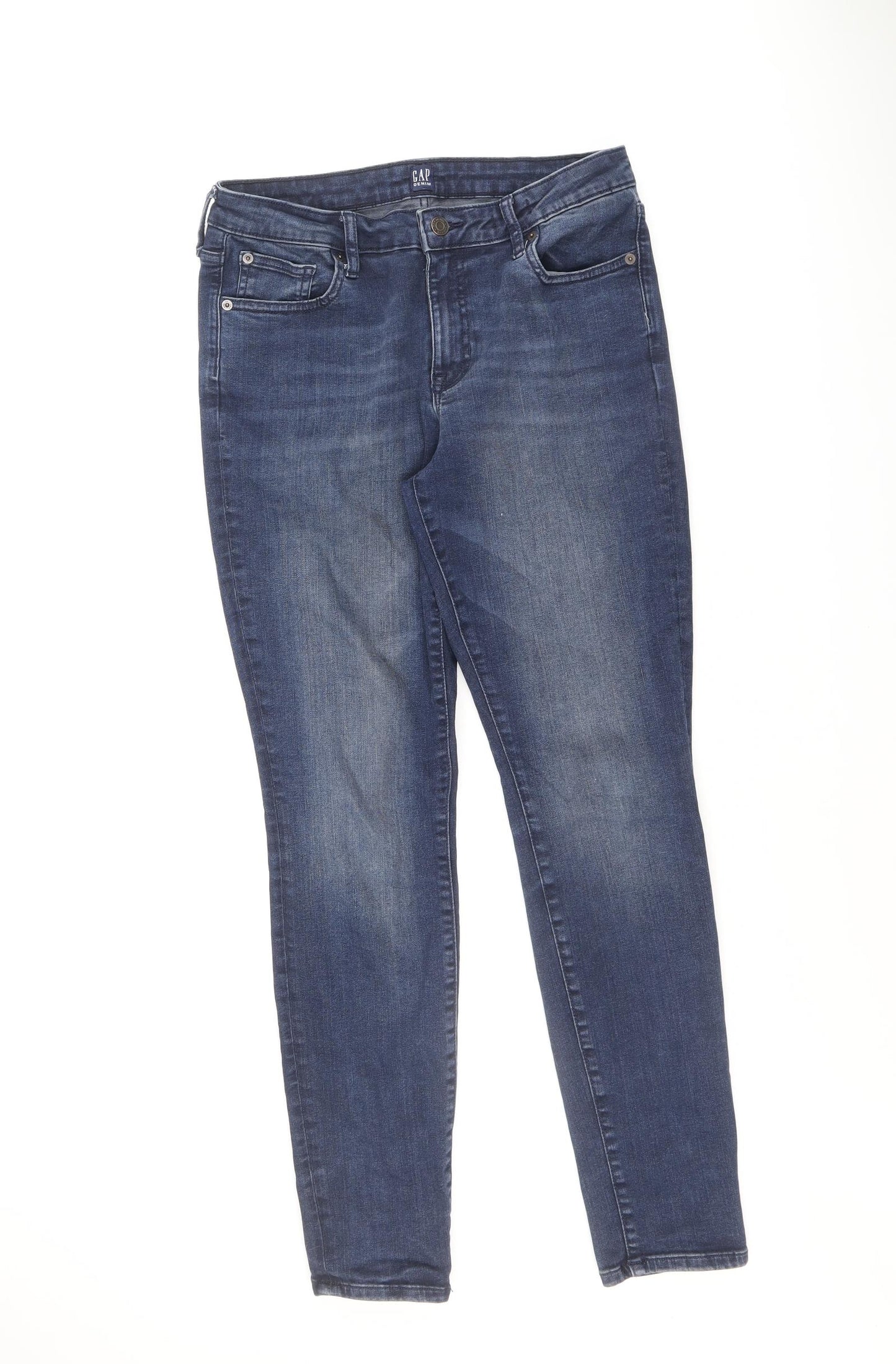 Gap Womens Blue Herringbone Cotton Skinny Jeans Size 30 in L29 in Regular Zip