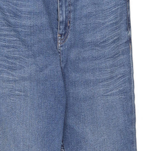 Marks and Spencer Womens Blue Cotton Straight Jeans Size 12 L26 in Regular Zip