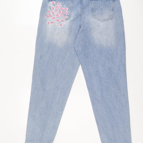 Denim & Co. Womens Blue Cotton Tapered Jeans Size 12 L29 in Regular Zip
