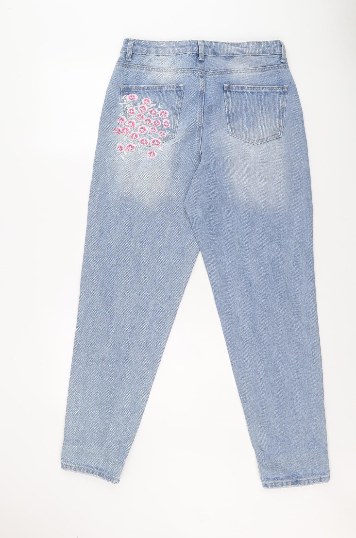 Denim & Co. Womens Blue Cotton Tapered Jeans Size 12 L29 in Regular Zip