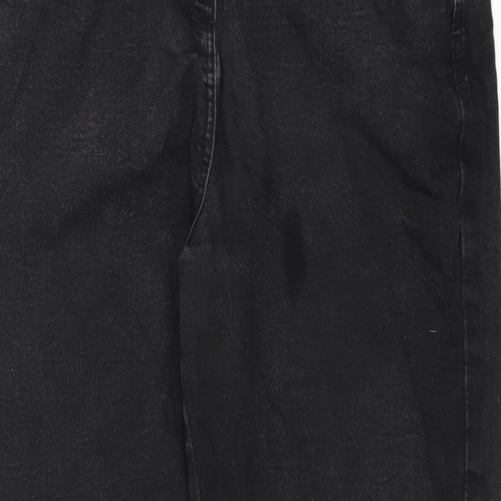 M&Co Womens Black Cotton Straight Jeans Size 12 L27 in Regular Zip