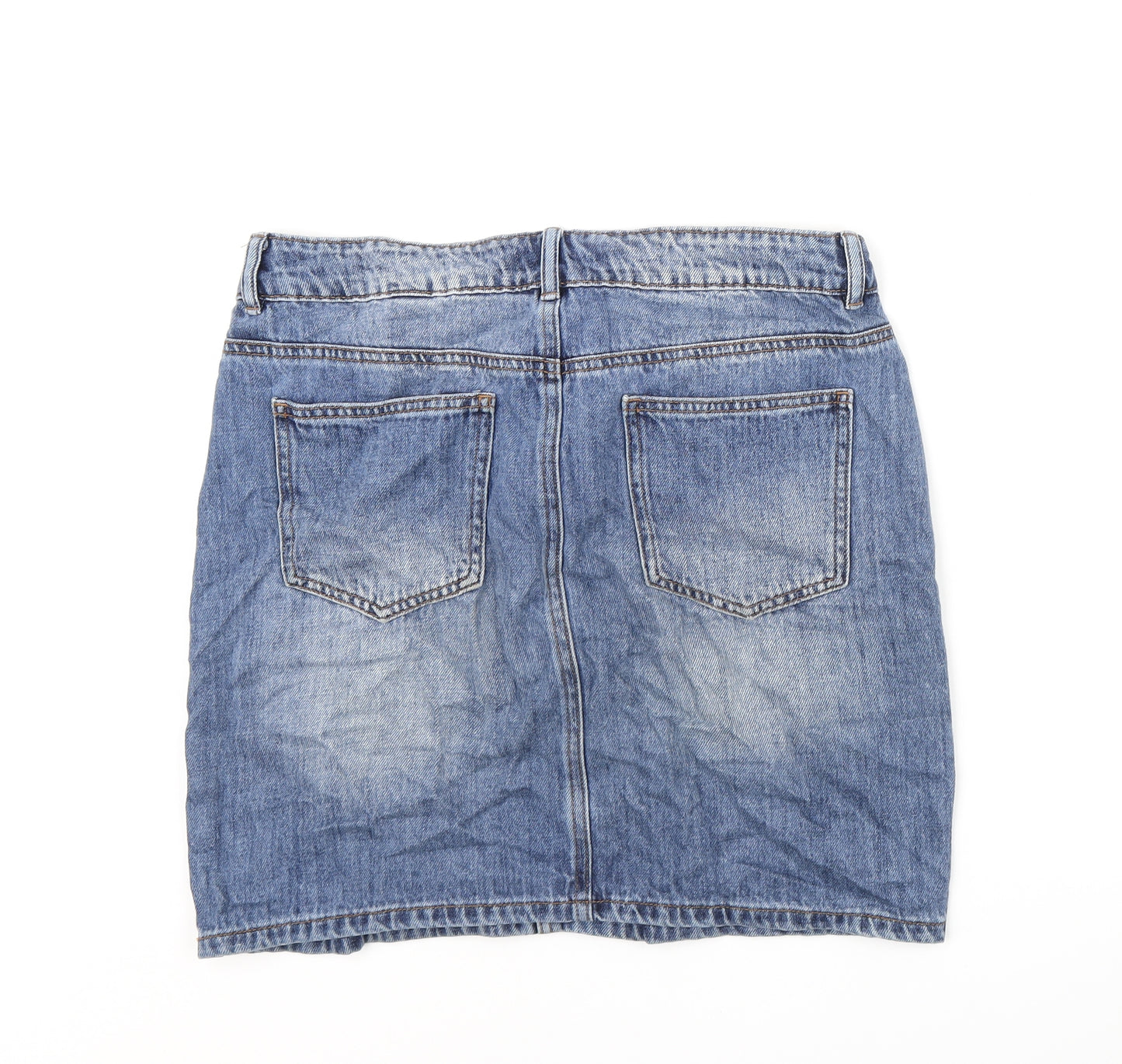 NEXT Womens Blue Cotton A-Line Skirt Size 10 Zip