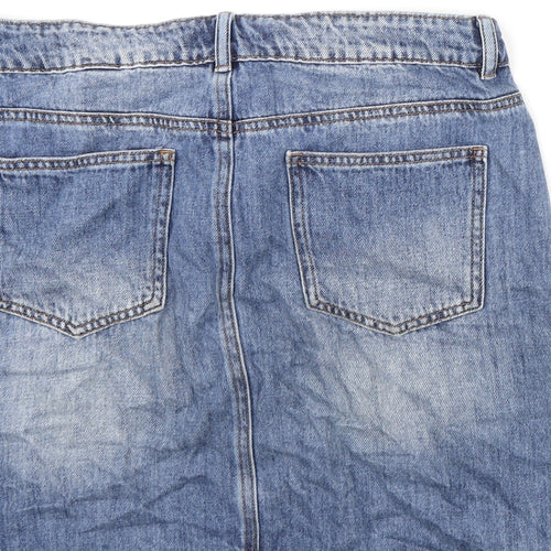 NEXT Womens Blue Cotton A-Line Skirt Size 10 Zip
