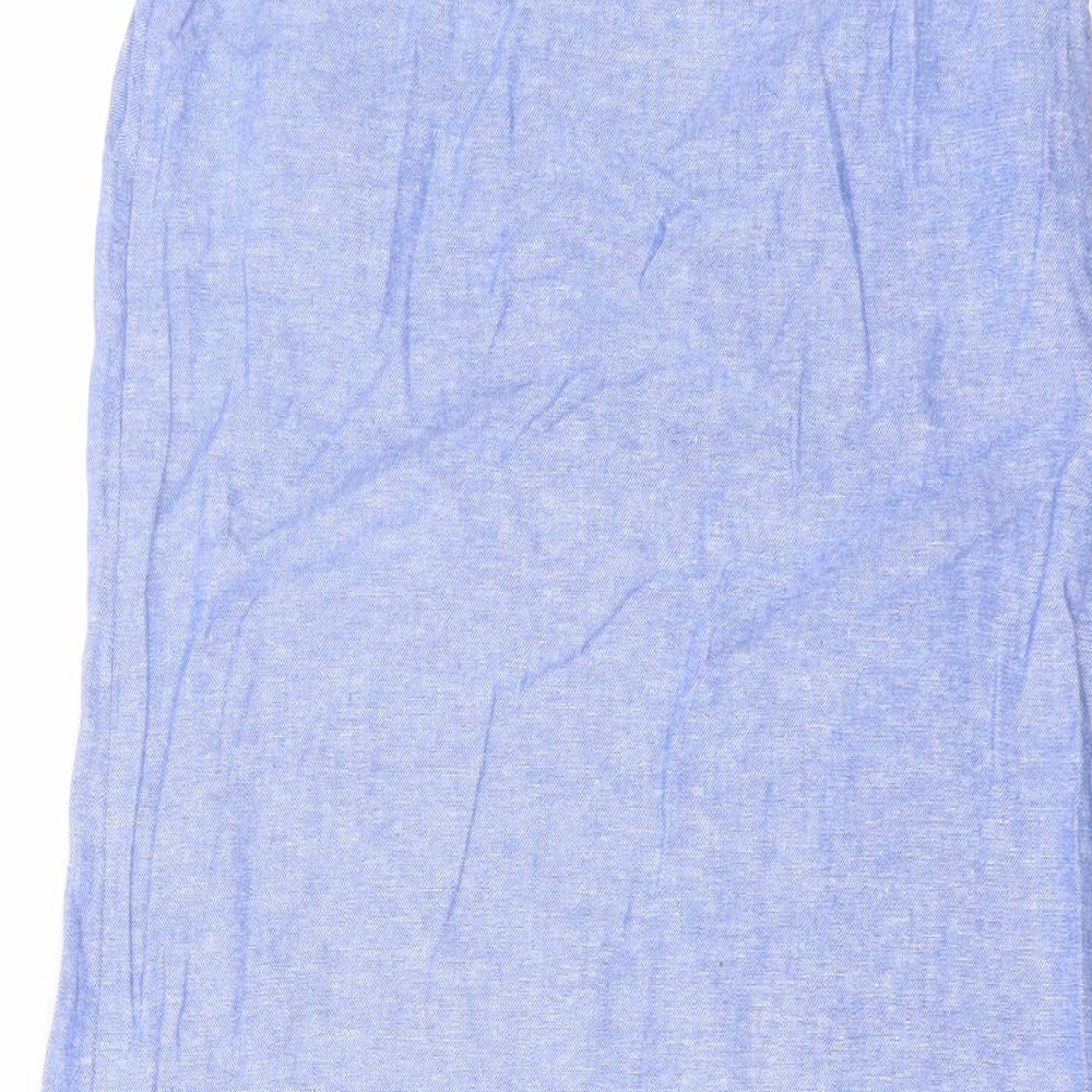 Marks and Spencer Womens Blue Linen Tank Dress Size 8 Scoop Neck Pullover