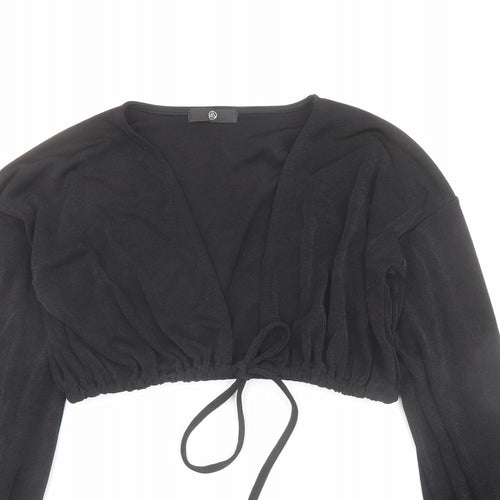 Missguided Womens Black Polyester Cropped Blouse Size 8 V-Neck