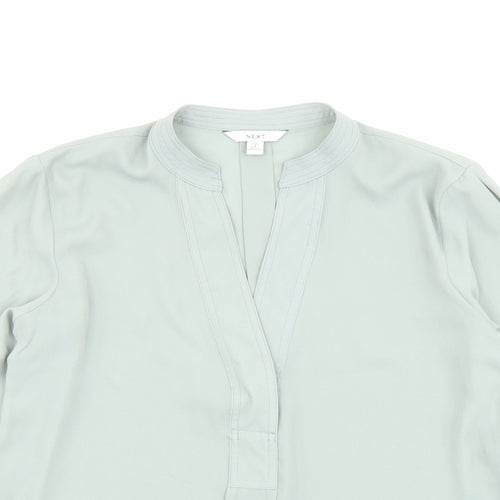 NEXT Womens Green Polyester Basic Blouse Size 12 V-Neck