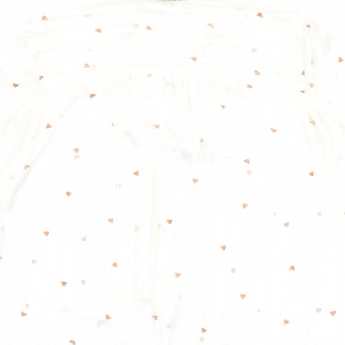 NEXT Womens Ivory Geometric Polyester Basic Blouse Size 12 Round Neck - Heart Print