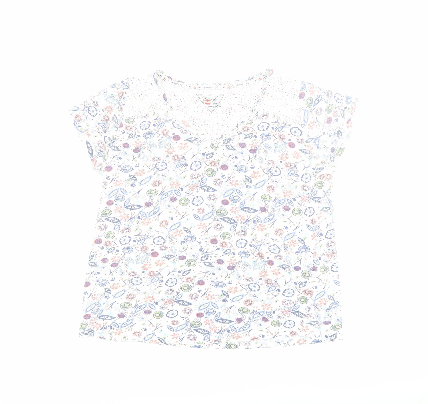MANTARAY PRODUCTS Womens Multicoloured Paisley Cotton Basic T-Shirt Size 14 Boat Neck