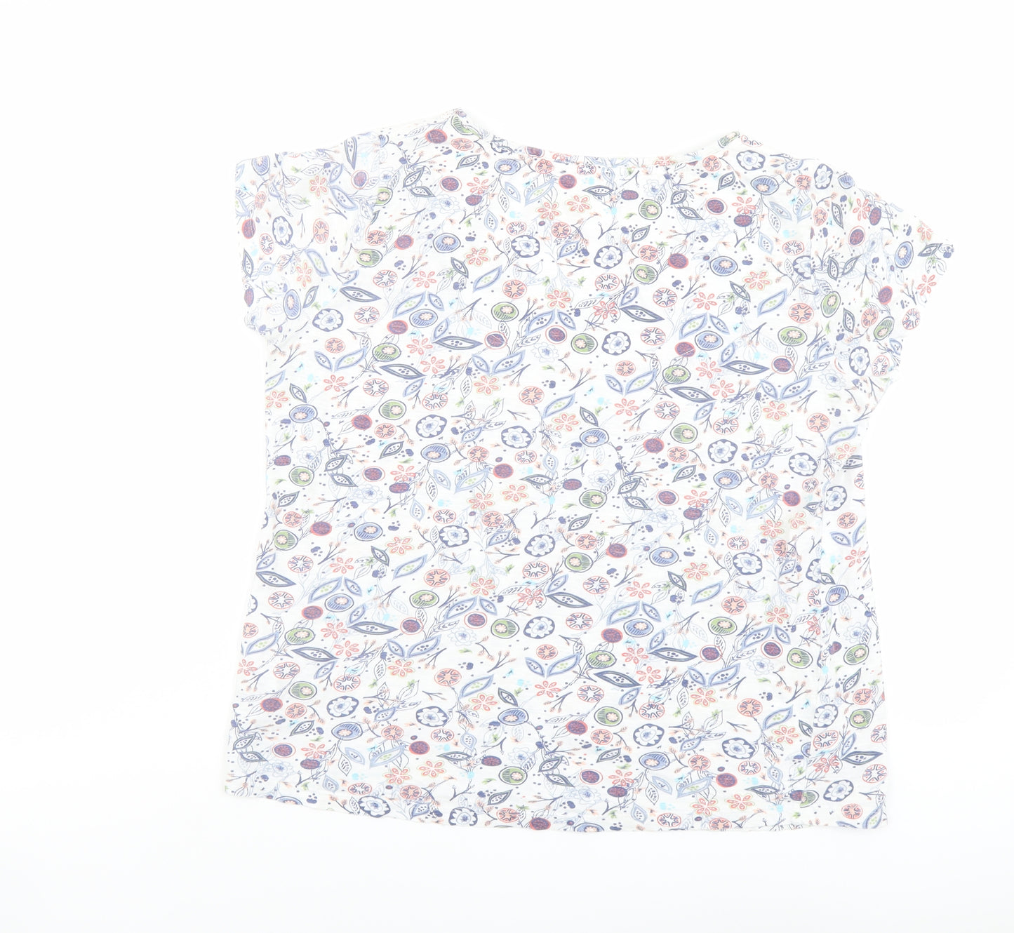 MANTARAY PRODUCTS Womens Multicoloured Paisley Cotton Basic T-Shirt Size 14 Boat Neck