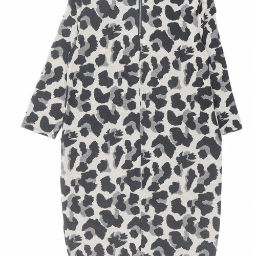 Wallis Womens Brown Animal Print Polyester A-Line Size 10 Boat Neck Zip - Leopard pattern