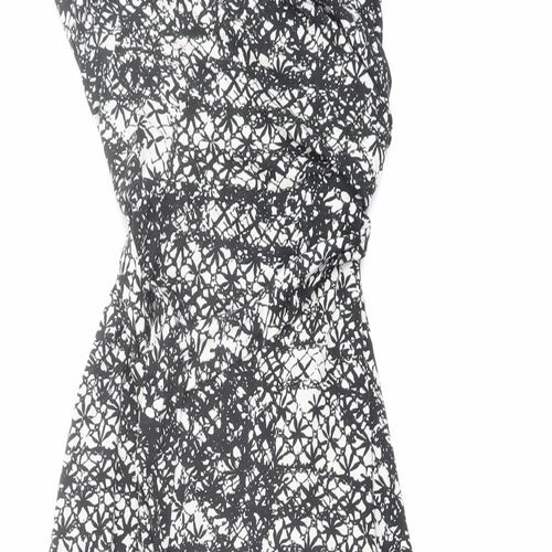 Betty Jackson Womens Black Geometric Viscose Maxi Size 10 V-Neck Pullover