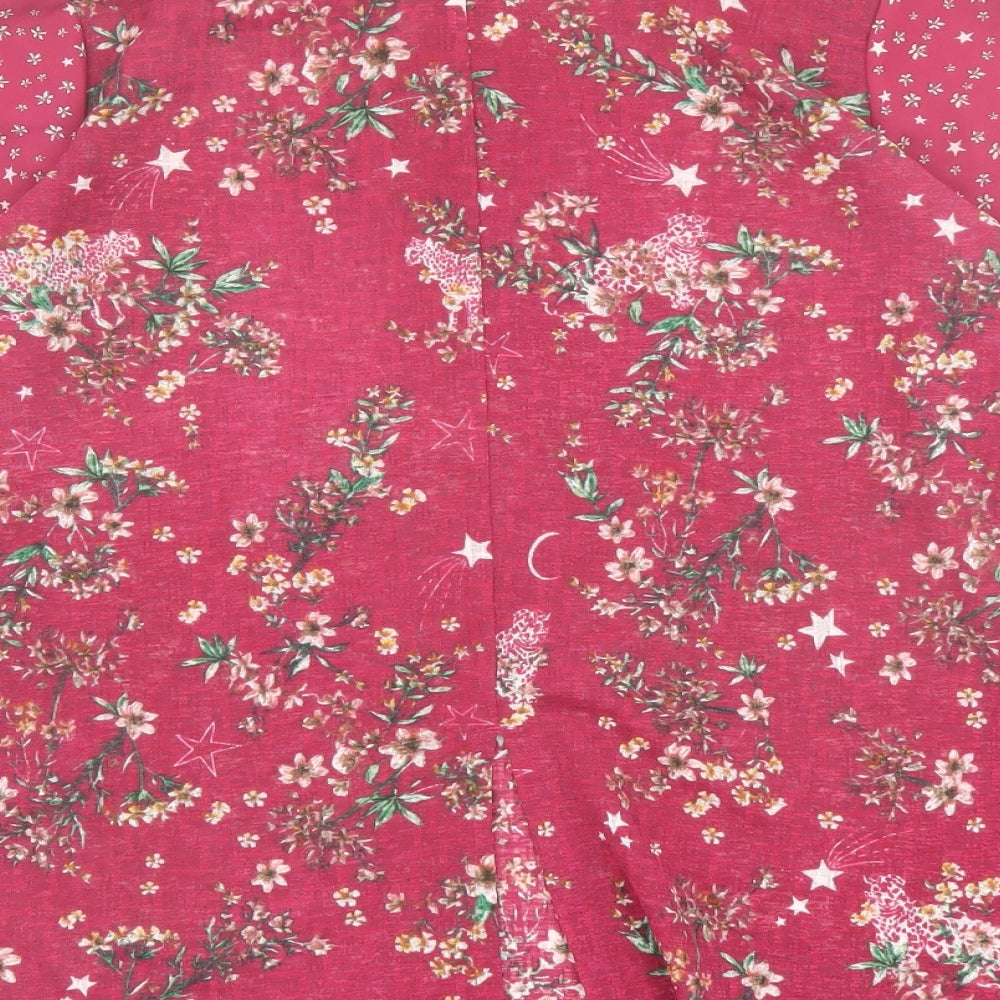 NEXT Womens Pink Floral Polyester Basic Blouse Size 12 Boat Neck
