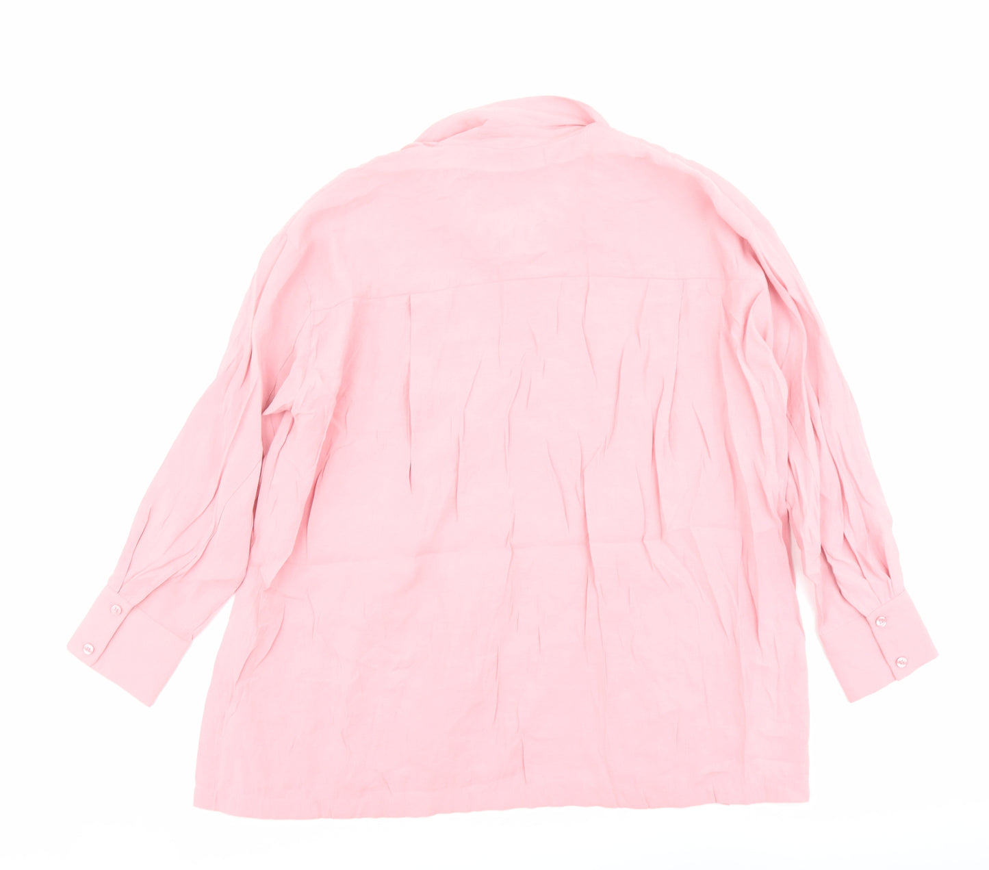 Zara Womens Pink Modal Basic Button-Up Size S Collared
