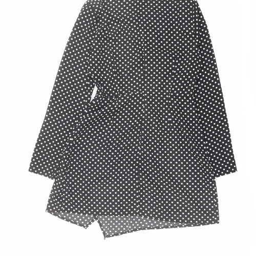 Saint Genies Womens Black Polka Dot Polyester A-Line Size 10 V-Neck Zip