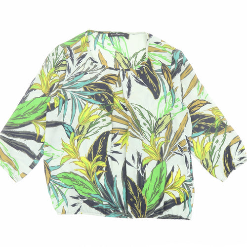 Betty Barclay Womens Green Geometric Polyester Basic Blouse Size 10 Round Neck - Leaf Pattern