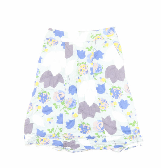 Boden Womens Multicoloured Floral Linen Swing Skirt Size 18 Zip