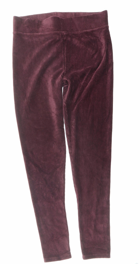 Marks and Spencer Womens Red Cotton Trousers Size 12 L29 in Regular