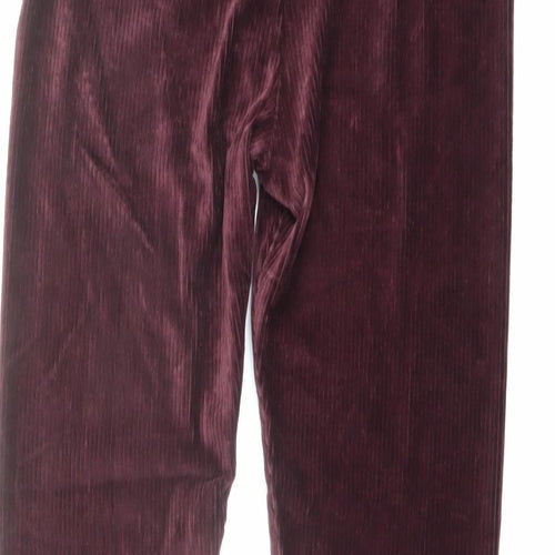 Marks and Spencer Womens Red Cotton Trousers Size 12 L29 in Regular