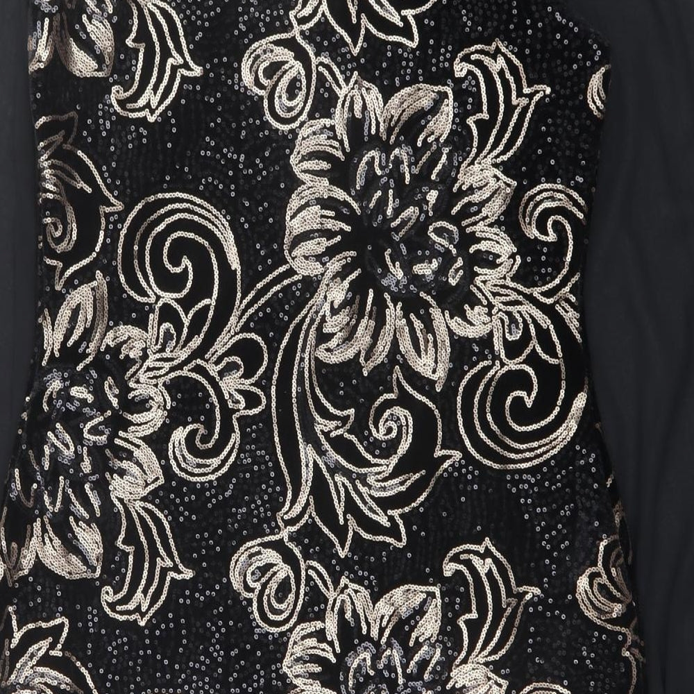 Quiz Womens Black Floral Polyester Shift Size 14 Round Neck Pullover