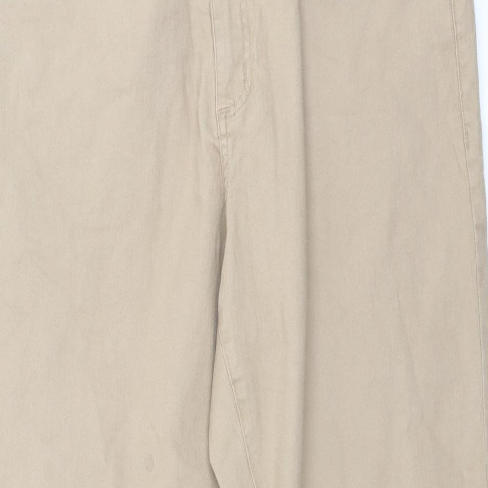 John Blair Womens Beige Cotton Straight Jeans Size 12 L28 in Regular Button