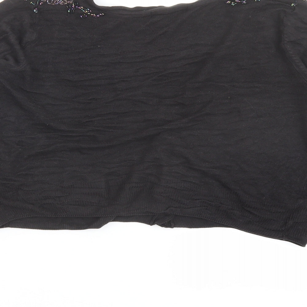 Marks and Spencer Womens Black V-Neck Acrylic Cardigan Jumper Size 16