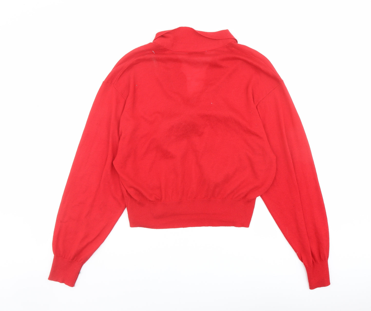 Zara Womens Red V-Neck Modal Pullover Jumper Size M