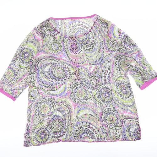 Per Una Womens Multicoloured Geometric Polyester Basic Blouse Size 20 Boat Neck