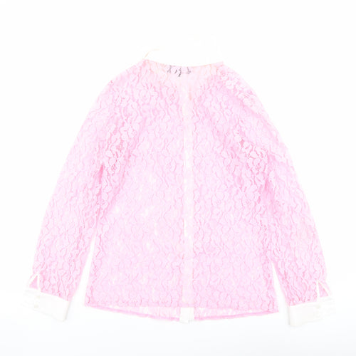 Sosandar Womens Pink Polyester Basic Button-Up Size 10 Collared