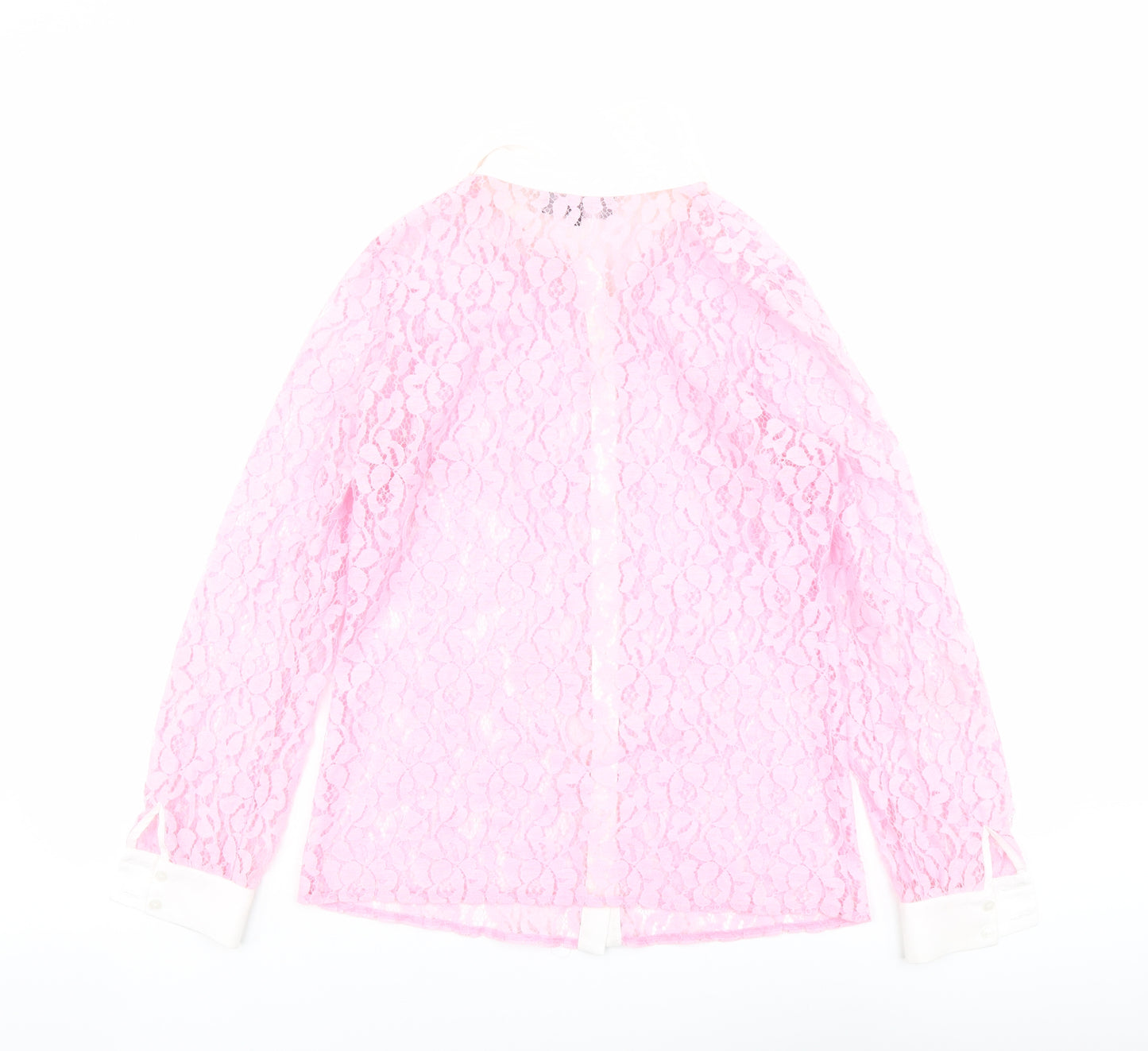 Sosandar Womens Pink Polyester Basic Button-Up Size 10 Collared