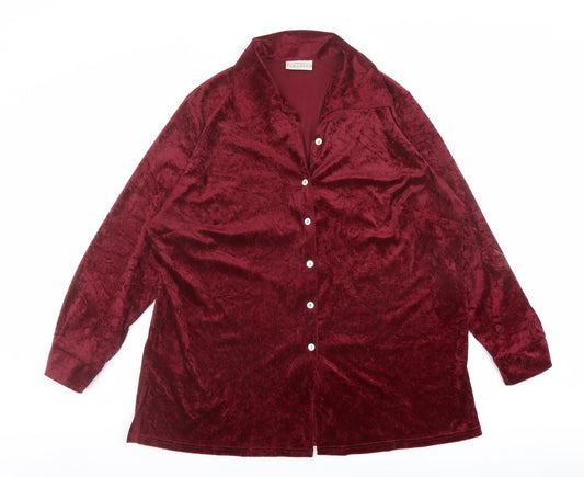 Modern Classics Womens Red Polyester Basic Button-Up Size 20 Collared