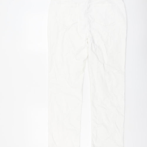 Marks and Spencer Womens White Cotton Straight Jeans Size 16 L27 in Regular Button