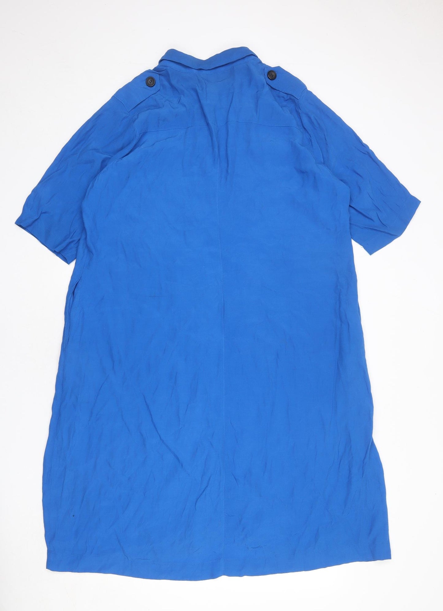 Monsoon Womens Blue Polyester Shirt Dress Size 16 Collared Button