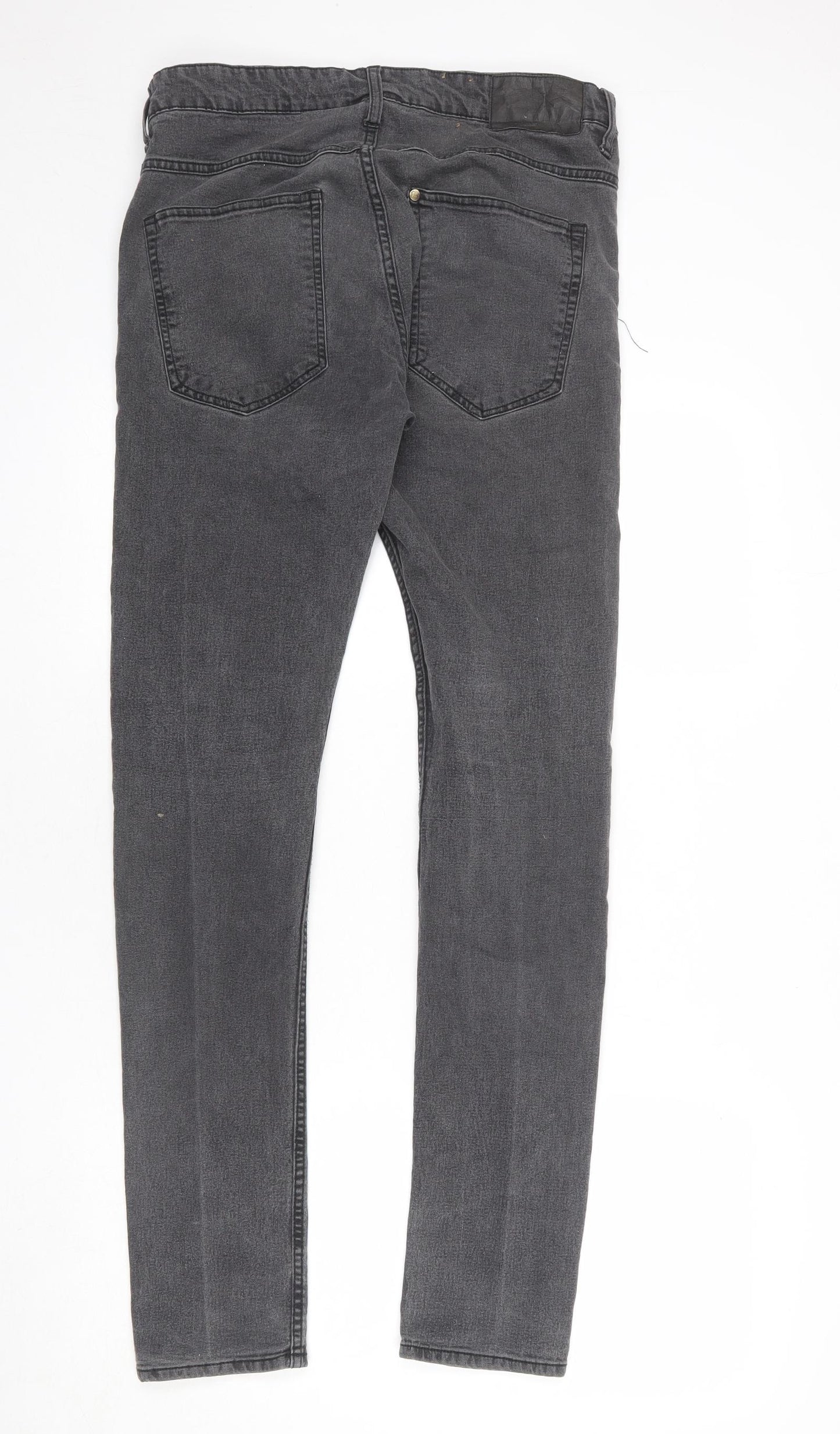 H&M Mens Grey Cotton Skinny Jeans Size 34 in L34 in Regular Button