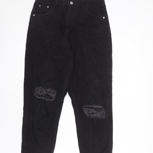 Wednesday's Girl Womens Black Cotton Mom Jeans Size 28 in L25 in Regular Zip