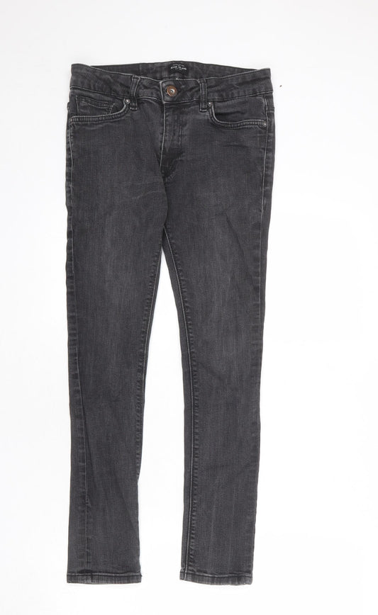 River Island Mens Grey Cotton Skinny Jeans Size 32 in L30 in Regular Zip