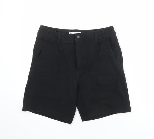 Zara Womens Black Cotton Chino Shorts Size M L6 in Regular Zip