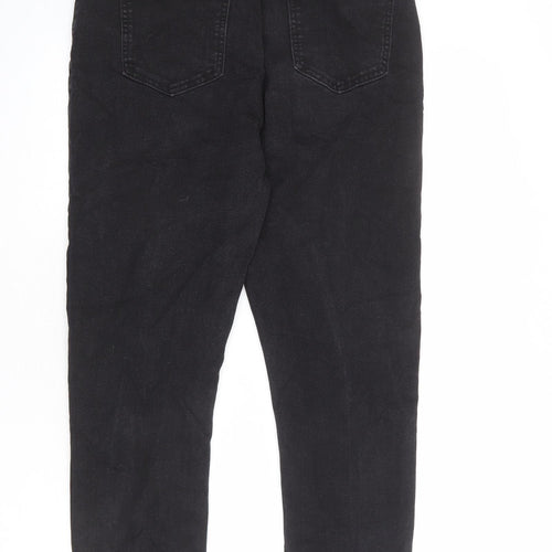 Boohoo Womens Black Cotton Skinny Jeans Size 14 L27 in Regular Zip - Raw Hem