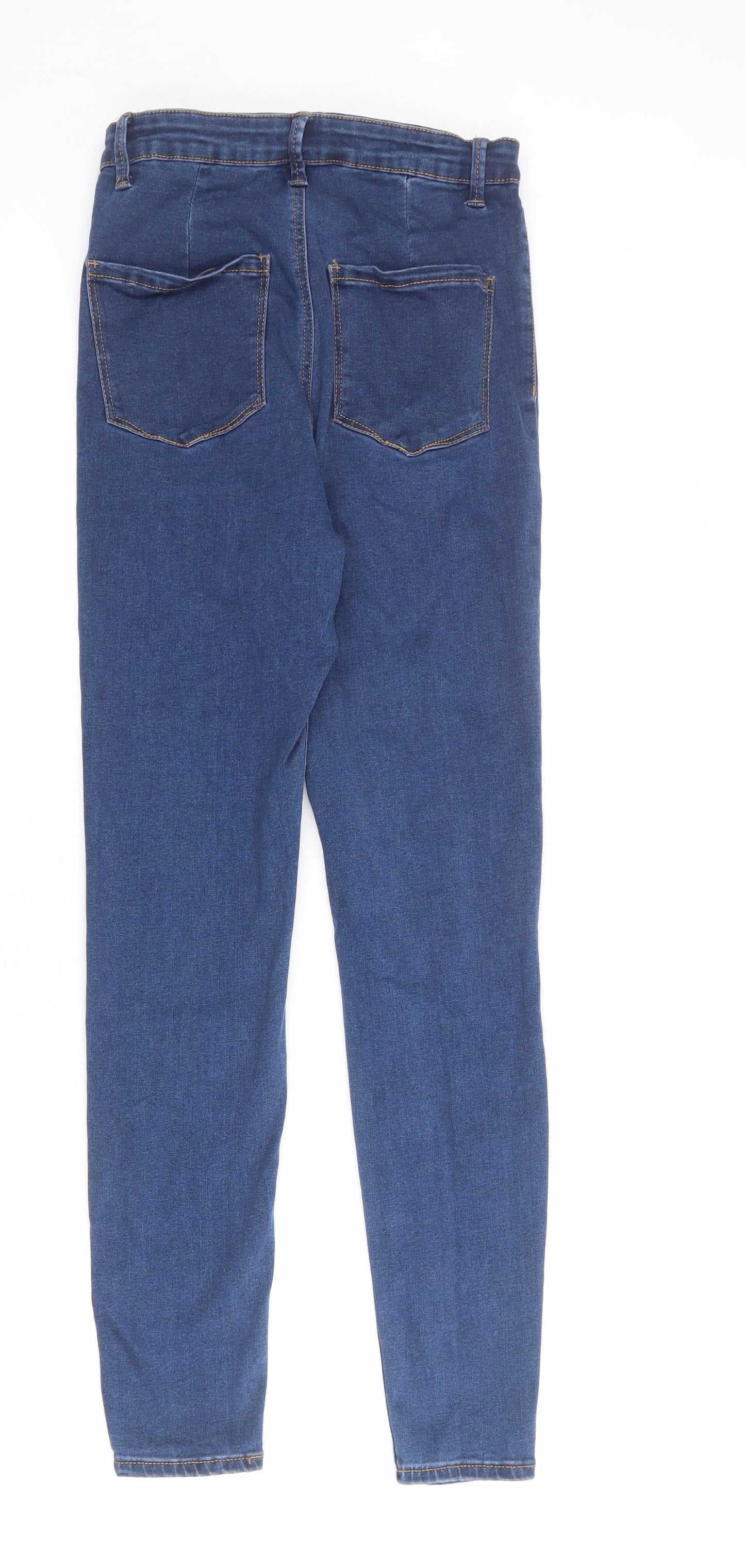 Denim & Co. Womens Blue Cotton Skinny Jeans Size 12 L28 in Regular Zip