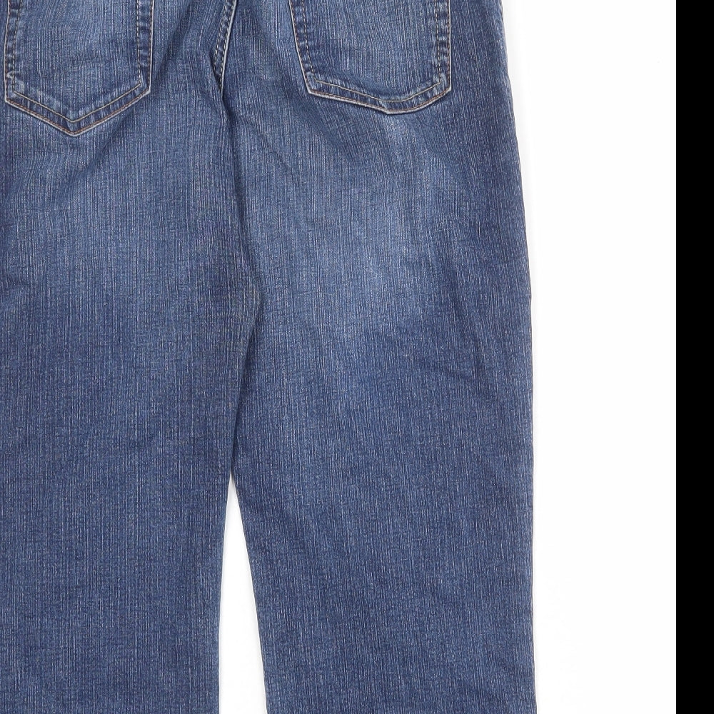 NEXT Womens Blue Cotton Cropped Jeans Size 16 L20 in Regular Zip