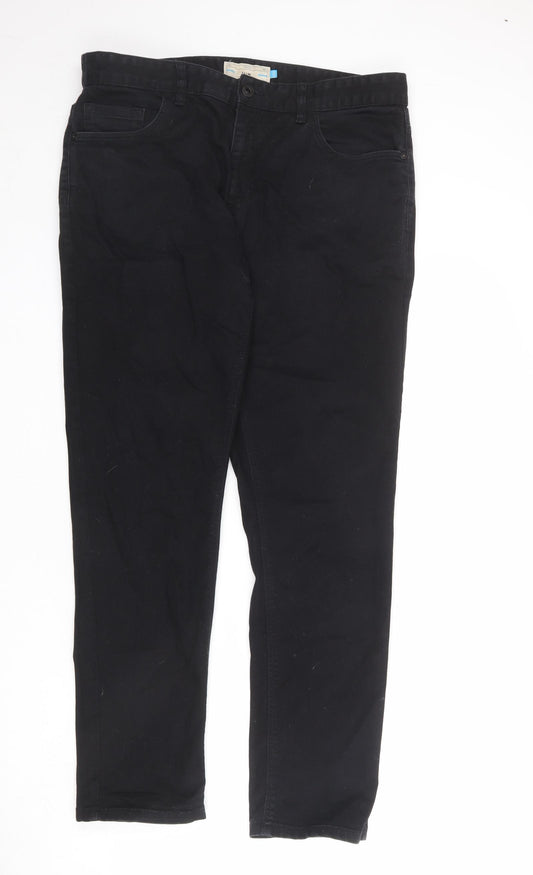 NEXT Mens Black Cotton Straight Jeans Size 36 in L31 in Regular Zip