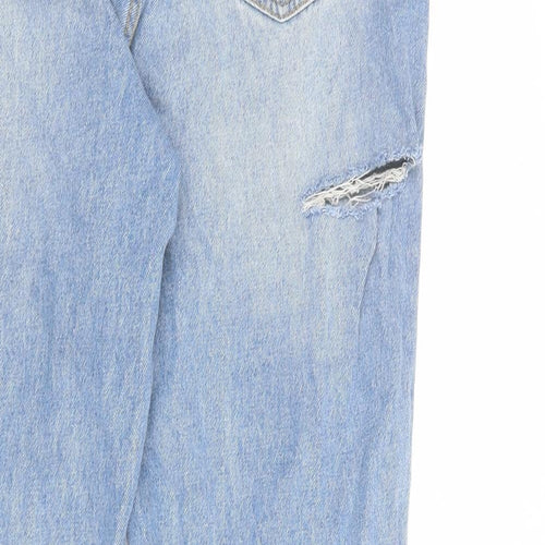 PRETTYLITTLETHING Womens Blue Cotton Mom Jeans Size 12 L25 in Regular Zip