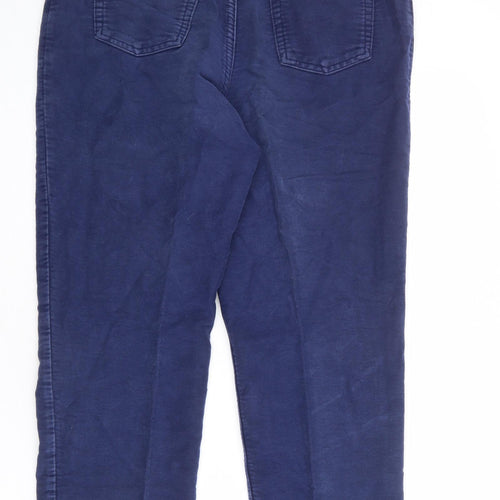 St Michael Womens Blue Cotton Trousers Size 16 L27 in Regular Zip