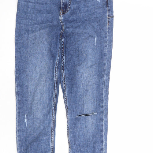 Denim & Co. Womens Blue Cotton Skinny Jeans Size 10 L24 in Regular Zip