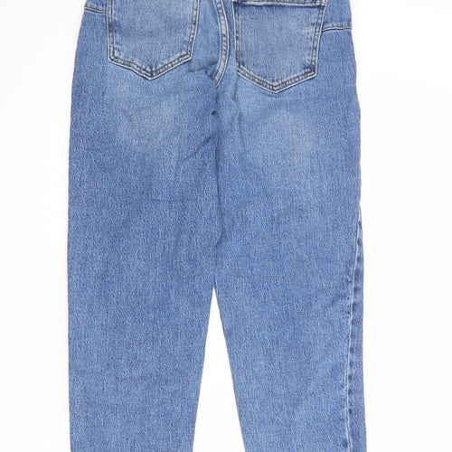 New Look Womens Blue Cotton Mom Jeans Size 8 L26 in Regular Zip
