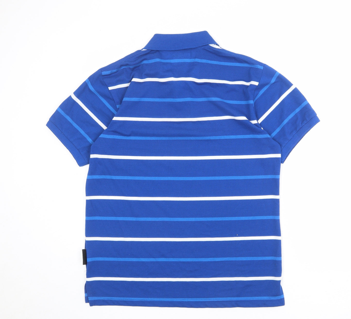 D-ROCK Mens Blue Striped Polyester Polo Size XL Collared Button