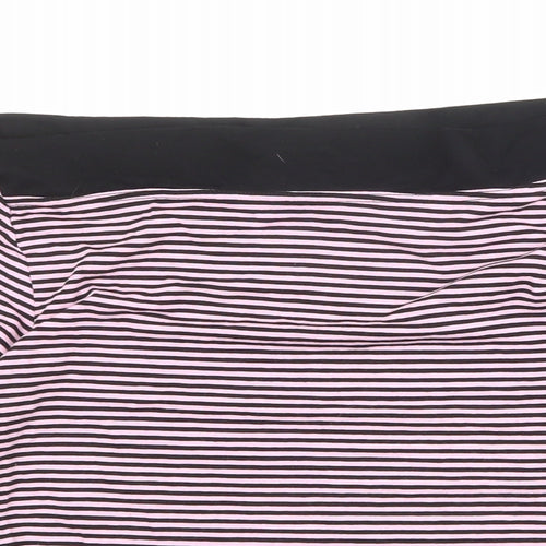 Internacionale Womens Pink Striped Viscose Basic T-Shirt Size 16 Boat Neck