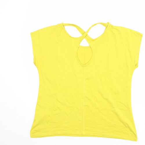 Weird Fish Womens Yellow Viscose Basic T-Shirt Size 10 Round Neck