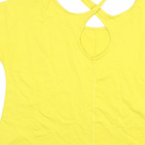 Weird Fish Womens Yellow Viscose Basic T-Shirt Size 10 Round Neck