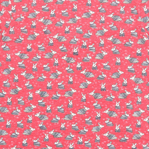 Per Una Womens Red Geometric Polyester Basic T-Shirt Size 14 V-Neck - Bunny Print