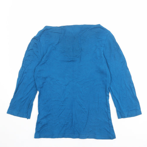 Dorothy Perkins Womens Blue Viscose Basic Blouse Size 10 Boat Neck